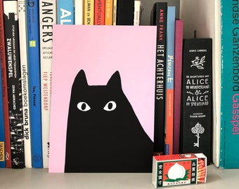 Impression d'art Silhouette de chat noir Mini affiche A5