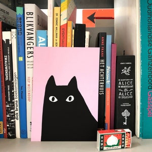 Impression d’art Silhouette de chat noir A5 mini poster