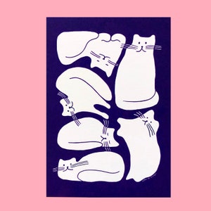 Lámina Composición de seis gatos Póster A5 o A4