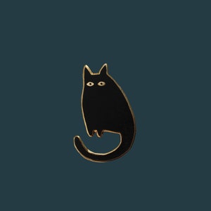 Pin of a black cat Kees the cat, enamel black and gold pin by Ateliertiti image 3
