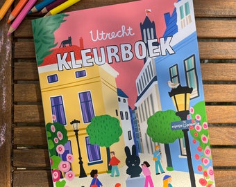 Livre de coloriage! Un livre de couleurs sur la ville d'Utrecht dessiné par Ellen de Bruijn 9,95