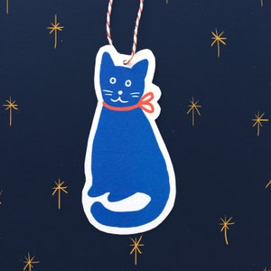 Little hanger from a blue cat! For decorating your home, a present or the tree! Print papercut