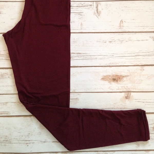 Brushed Poly Leggings, Marsala Solid