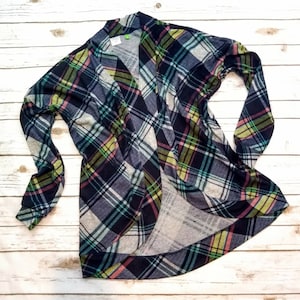 Plaid Comfy Cardigan with Narrow Bands, Plaid Sweater w/ Pockets, Oversized Plaid Sweater, Plaid Office Cardigan, Camel Plaid, Teal Plaid