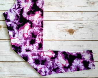 Brushed Poly Leggings, Purple Tie Dye