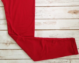 Kids Leggings, Red Leggings, Solid Red Leggings, Kids Red Leggings, Solid Leggings, Holiday Red Leggings