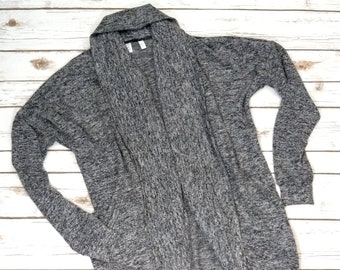 Marled Solid Comfy Cardigan with Wide Bands, Solid Sweater, Snuggly Office Sweater, Oversized Sweater with Pockets, Solid Layering Sweater