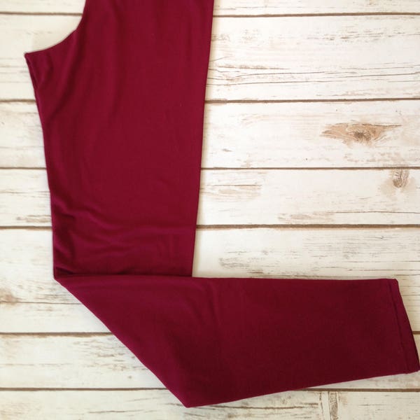 Brushed Poly Leggings, Burgundy Solid