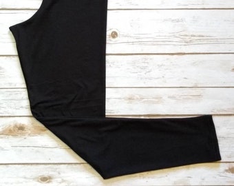 Brushed Poly Leggings, Black Solid Leggings, Black Leggings, Solid Leggings, Solid Black Leggings