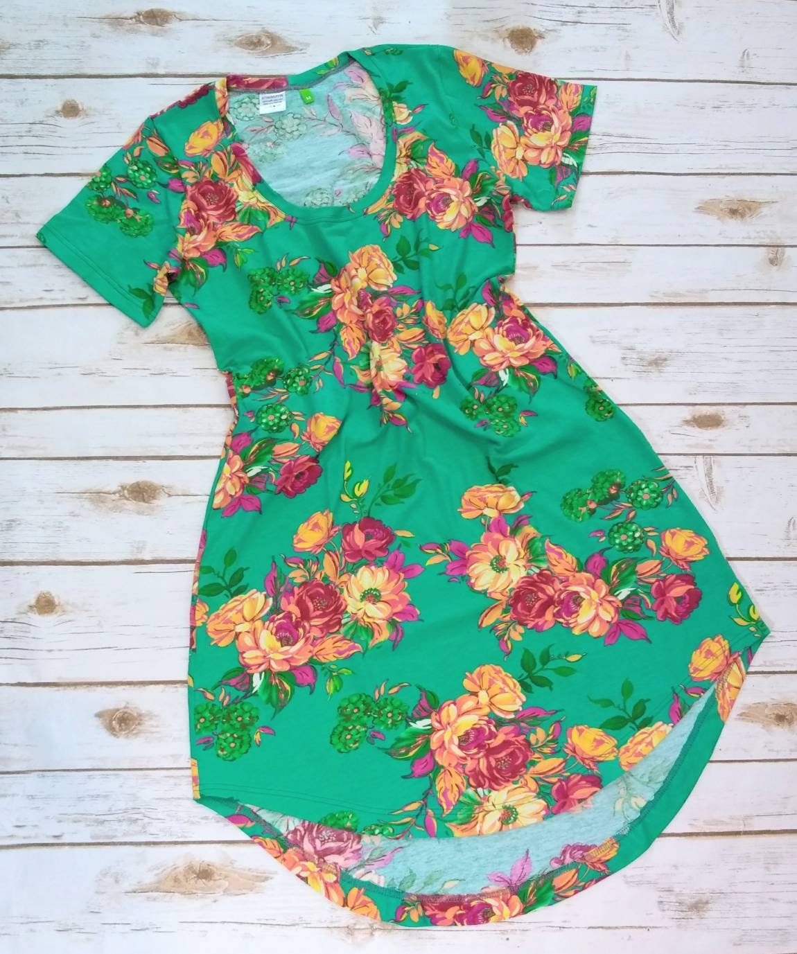 Summer T shirt Dress Floral Summer Dress Orange Floral Green