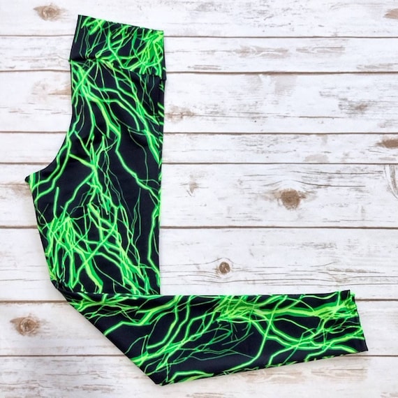 Kids Athletic Spandex Leggings Green 