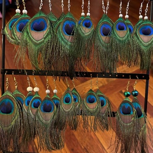 Peacock feather earrings