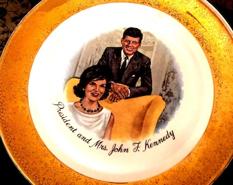 Commemorative Plate 11inch Ceramic JFK and Jackie