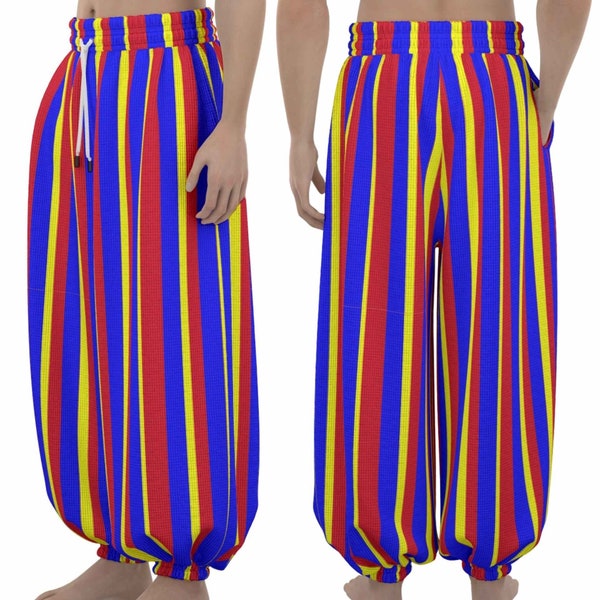 Pantalon ballon de couleur primaire à rayures clownesques ! Tenue de détente professionnelle unisexe