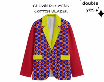 Clown Dot Blazer MENS sizing, Cotton Sport Coat Clowncore Formal Jacket Fancy Clowning Halloween Mardi Gras Parades Party Tiiiiiime!