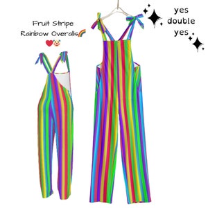 Fruit Stripe Overalls Rainbow Coveralls! Clowncore Skate LGBTQ Parade Festival Circus Party Halloween  Costume Funny Cute Clown Adult Sizes