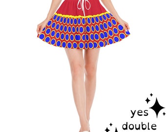 Clown Dot Skirt Primary Pop Art Mini Short Ruffle Petticoat-Ready Clowncore Cute Womens Adult Clowning Costume