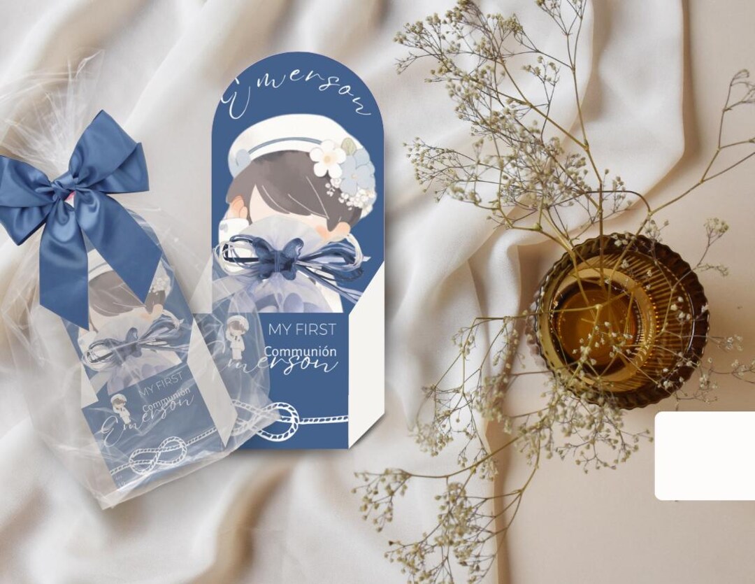 First Communion Souvenir Gift Box for a Boy Sailor With Flowers, Sweets ...