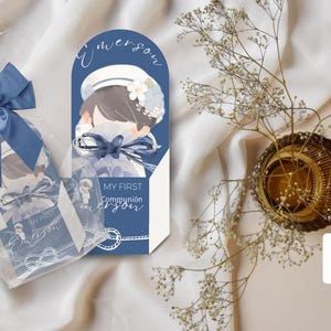 First Communion Souvenir Gift Box for a Boy Sailor with Flowers, Sweets/Candy/Chocolate Souvenir Box, Party Supplies, First Communion Gift