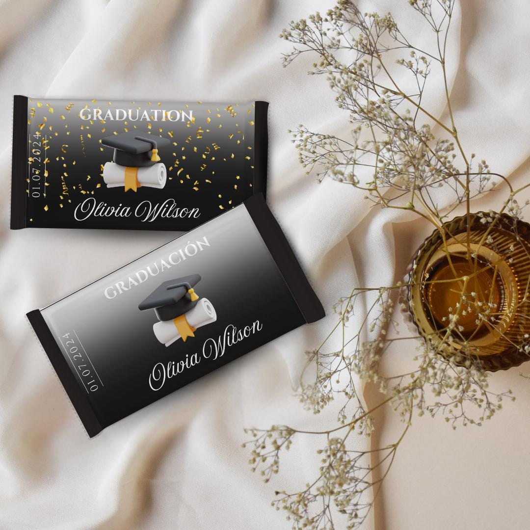 KitKat Wrapper GRADUATION BLACK WHITE Abschlussfeier, personalisiertes ...
