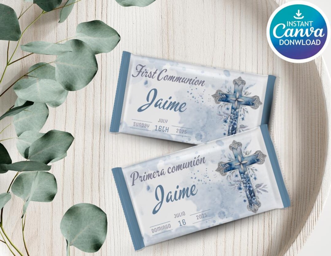 Kit Kat Wrapper With Blue Flower Cross for First Communion ...
