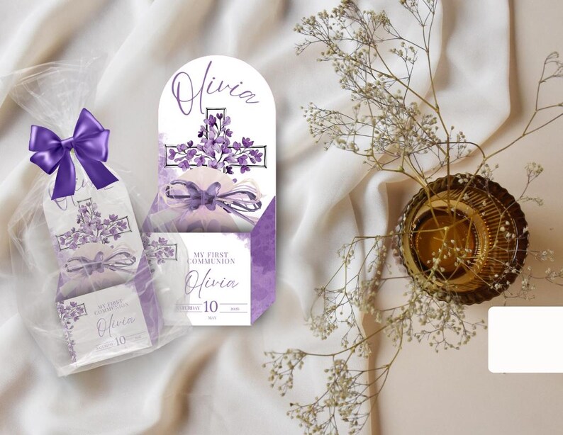 Kit Kat First Communion Wrapper With Purple Flower Cross, Personalized ...