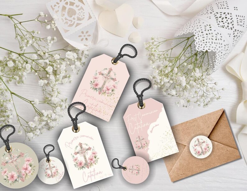 Kit Kat Wrapper for First Communion With Floral Cross, Personalized Kit ...