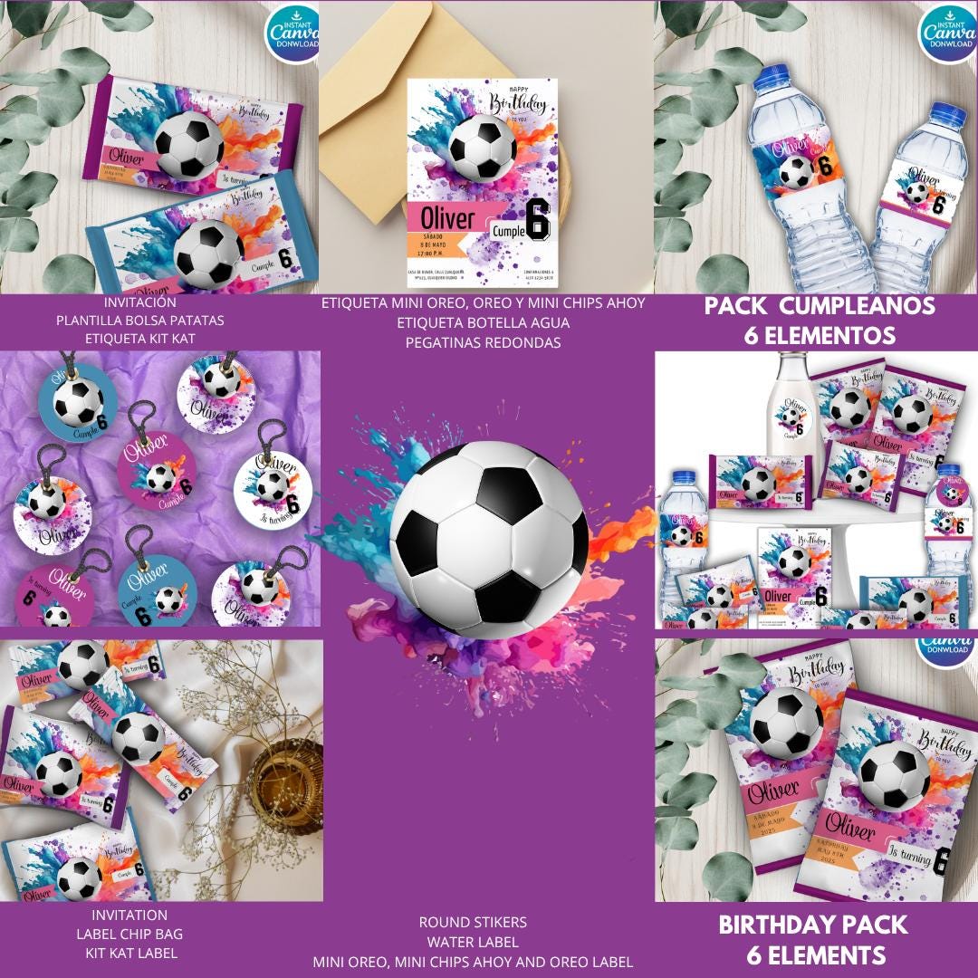 Complete Football Splash Birthday Package - 6 Elements, Digital Pack ...