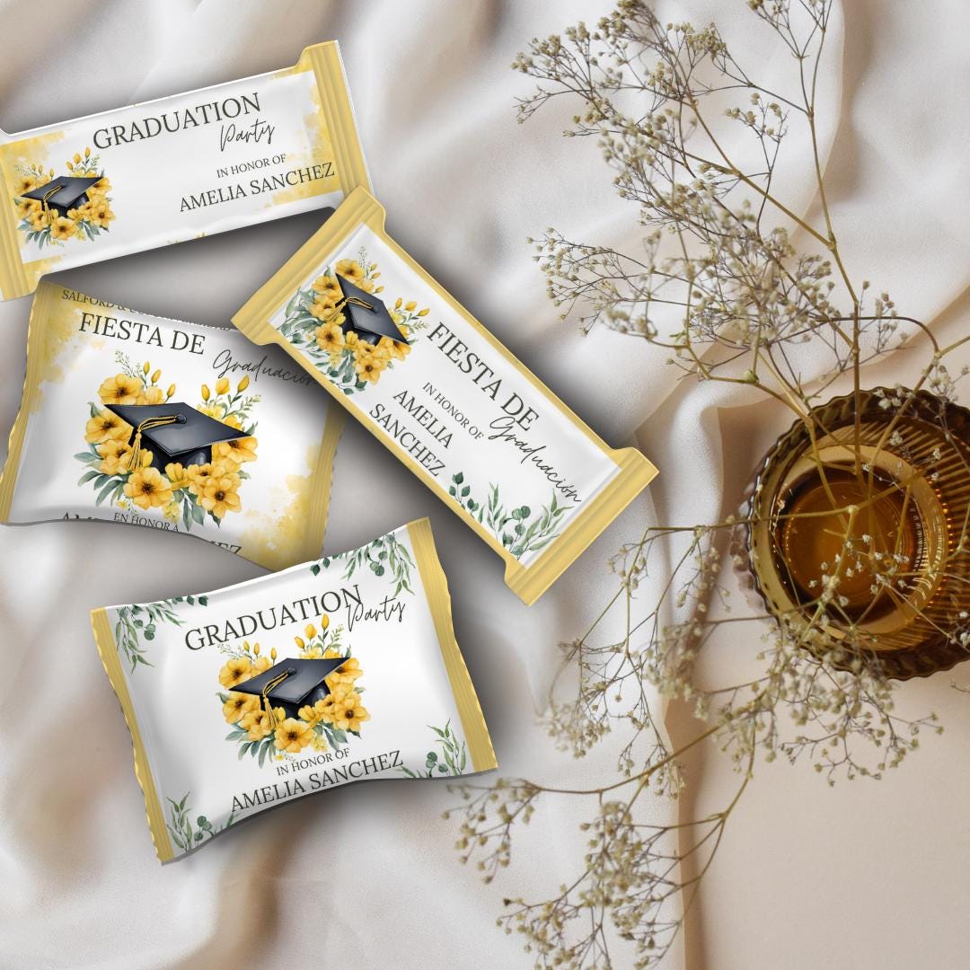 Oreo Wrapper Normal Mini Oreo Graduation Wrapper With Yellow Flowers, Graduation Party ...