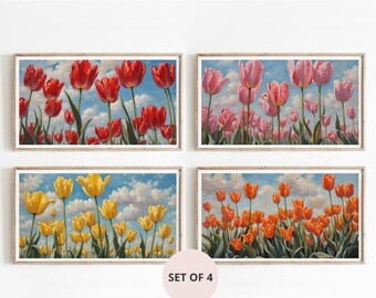 Soft Color Tulips Frame TV Spring Art | Spring Easter Floral | Samsung 4K Plus Bonus Colorful Tulips | Botanical Farmhouse