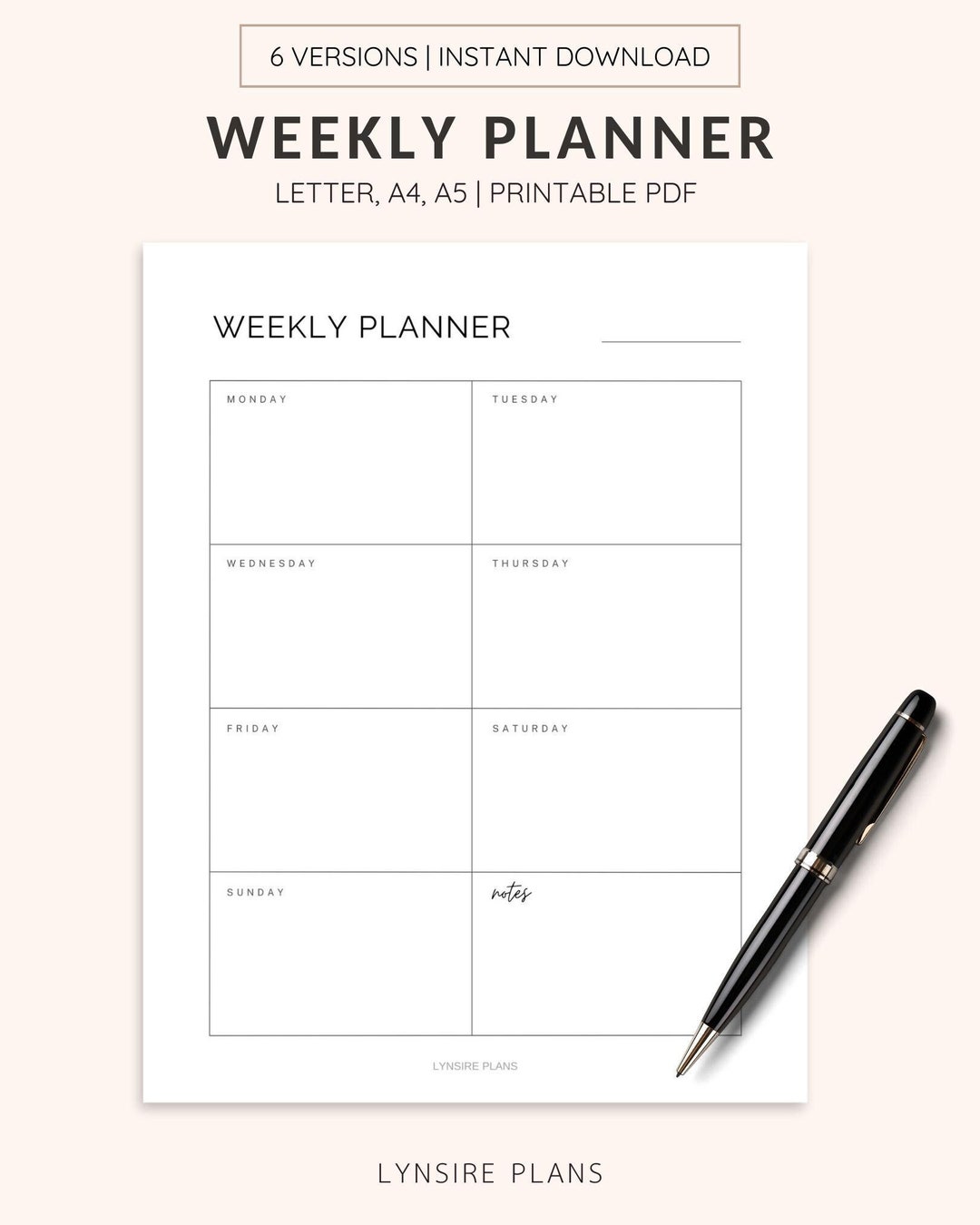 Weekly Planner Printable to Do List, Minimal Schedule, Journal ...