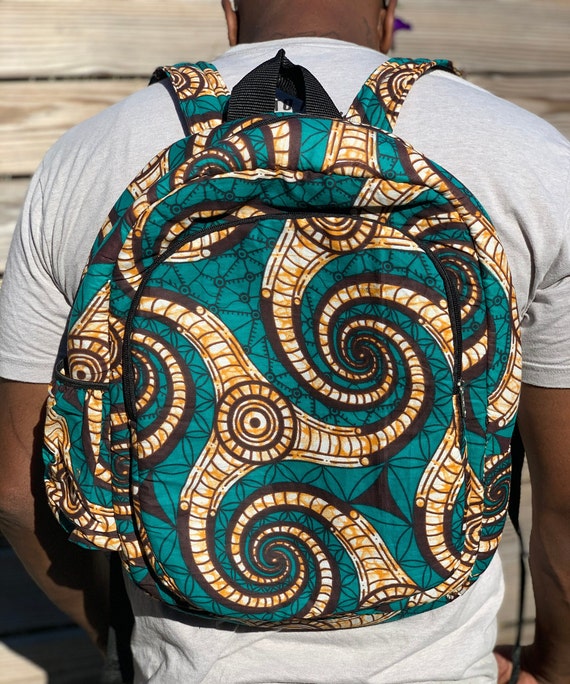 Artistic Black and Teal Backpack with Unique Design Adventure awaits with our Colorful Earth-Themed Backpack  main image 4