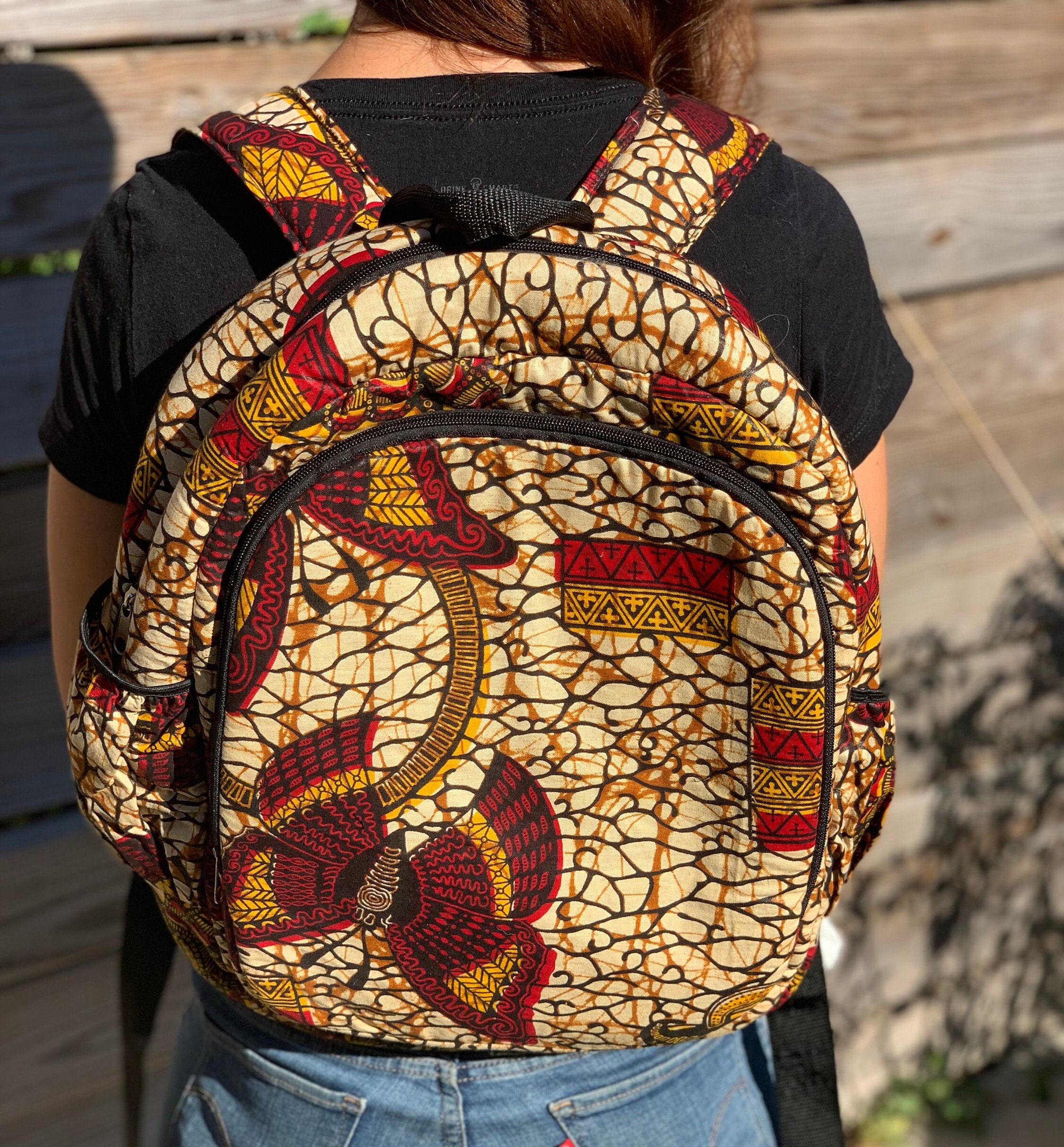 Kids African Print Backpack MultiColor African Print Backpack - Backpacks - Afro Elite  main image 3