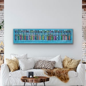 Abstract Women in Malawi Painting 65 x 16.5 -African Art, Home Decor, Abstract Art, Canvas Wall Hanging
