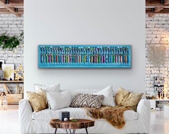 Abstract Women in Malawi Painting 65 x 16.5 -African Art, Home Decor, Abstract Art, Canvas Wall Hanging