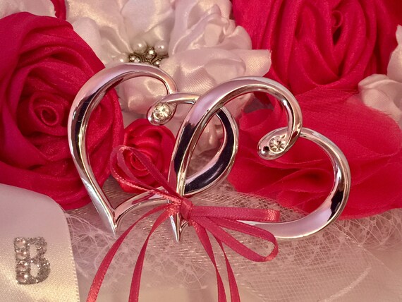Beautiful Silver Double Hearts Wedding Cake Decor Cake Topper Etsy Beautiful Silver Double Hearts Wedding Cake Decor Cake Topper Etsy