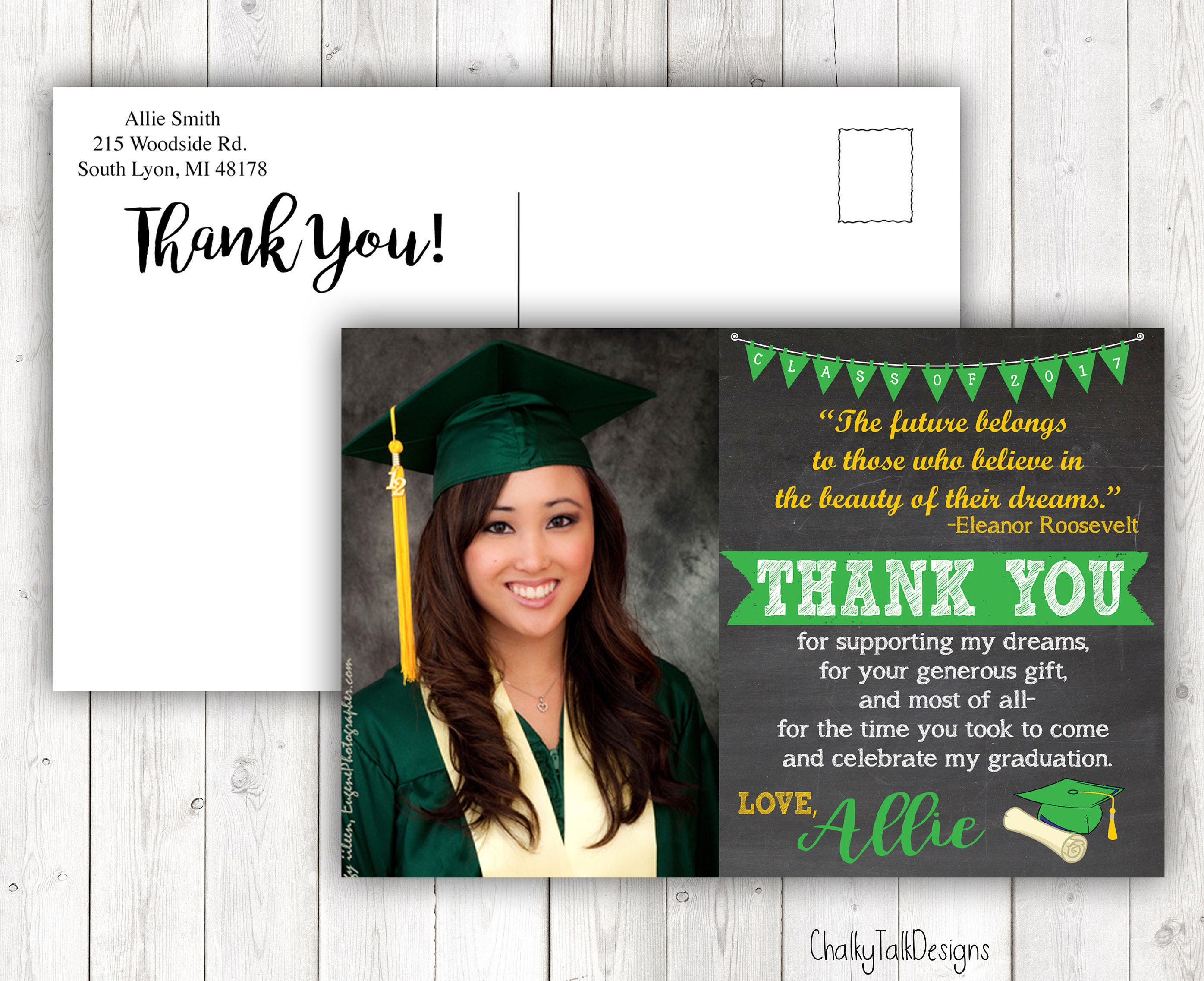Graduation Thank You Cards Can be any colors mascot etc. Etsy