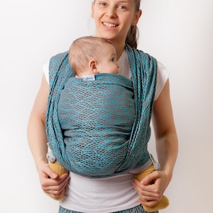 Tejido Baby Wrap de Kaya para recién nacidos y niños pequeños, algodón orgánico - robando de envoltura tejida - LEAVES
