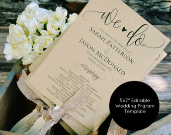 wedding program fan etsy