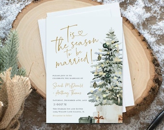 Christmas Wedding Invitation, Holiday Wedding Invitation, Printable Wedding Invite, Instant Download, Edit with TEMPLETT, WLP-GTR 5993