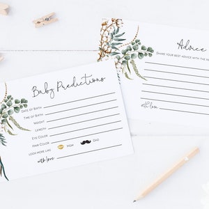 Carte de conseils pour baby shower imprimable, modèle de carte de prédictions de bébé Boho, carte de voeux de bébé, TEMPLETT, WLP-BOH 711