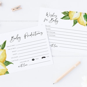 Lemon Baby Shower Advice Card Printable, Lemon Baby Predictions Card Template, Wishes for Baby Card, Edit with TEMPLETT, WLP-LEM 2968