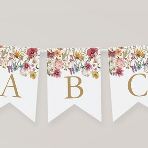 Wildflower Baby Shower Banner, Floral Baby Shower Decorations, Wildflower  DIY Editable Baby Banner, Templett, WLP-WIL 4699