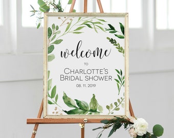 Welcome Sign Poster, Greenery Welcome Sign, Baby Shower Welcome Sign, Bridal Shower Welcome Printable, Edit with TEMPLETT, WLP-EUC 767