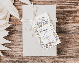 Wildflower Baby Shower Thank You Tag, Printable Favor Tag Template, Floral Favour Tag, Instant download, Edit with TEMPLETT, WLP-BEL 7176