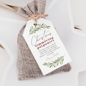 Stovetop Potpourri Christmas Tag, Holiday Simmering Potpourri, Printable Tags, TEMPLETT, Wreath Christmas Tags, 2 Sizes, WLP-CHT 5911