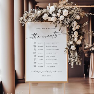 Wedding Order of Events Poster, Wedding Timeline Poster Template, Order of Events Sign, Edit with TEMPLETT, WLP-LIN 7625