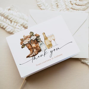 Boots, Bottles and Bubbles Thank You Card, Cowgirl Boots Folded Thank You, Couples Wedding Shower Thank You, TEMPLETT, WLP-GBO 6951