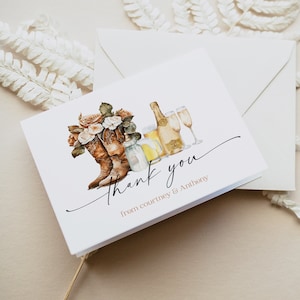 Boots, Brews, Bottles and Bubbles Thank You Card, Cowgirl Boots Folded Thank You, Couples Wedding Shower Thank You, TEMPLETT, WLP-GBO 6949