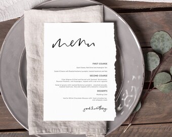 Minimalist Wedding Menu Printable, Templett Menu, Printable Wedding Menu, Editable Menu Card, Instant Download, WLP-SRB 2926